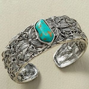 Silver and turquoise cuff bracelet